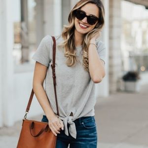 Madewell Grey tie front tee shirt